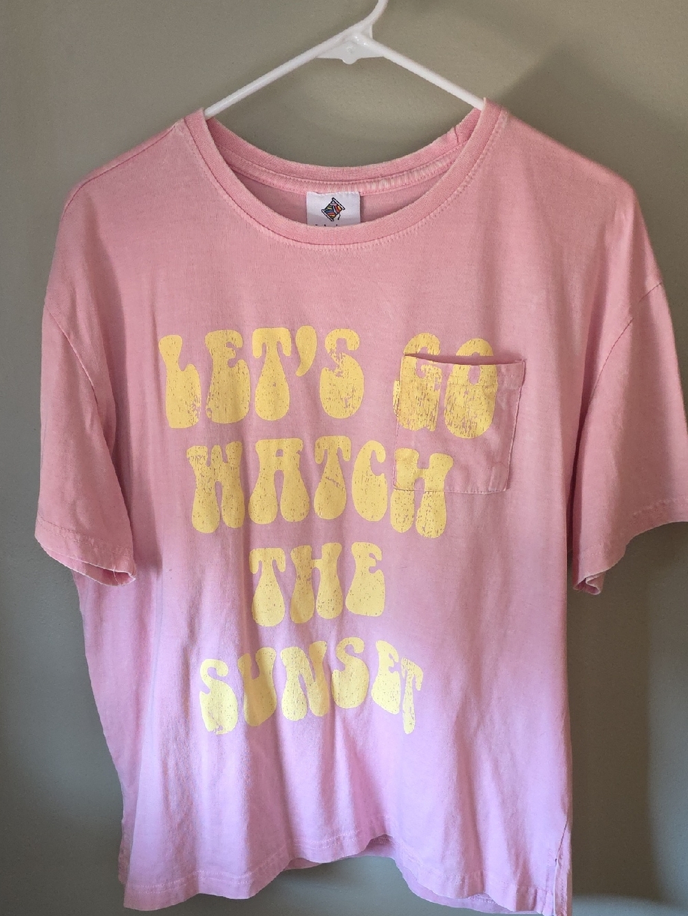 Kids Pink Graphic Pocket Tee - Let's Go Watch the Sunset